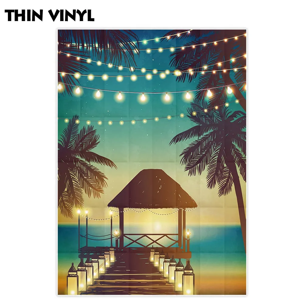 Фон для фотосъемки Allenjoy с изображением летних деревьев огней пляжа вечерние НКИ