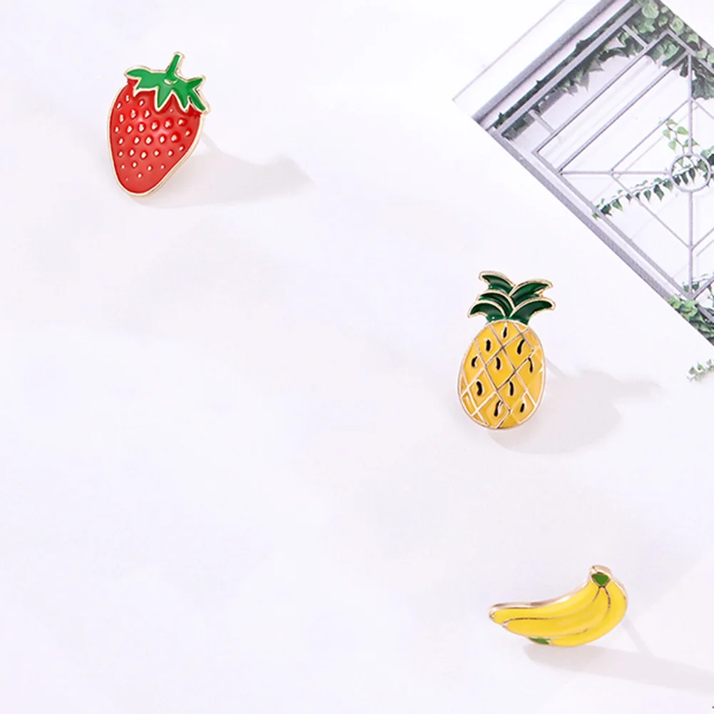 3Pcs/Set Cartoon Banana Pineapple Enamel Badge Collar Brooch Pin Clothes Jewelry hot | Украшения и аксессуары