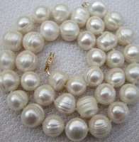 trendy white south sea freshwater round pearl natural 11 12mm beads diy woman necklace 18 inch bv337