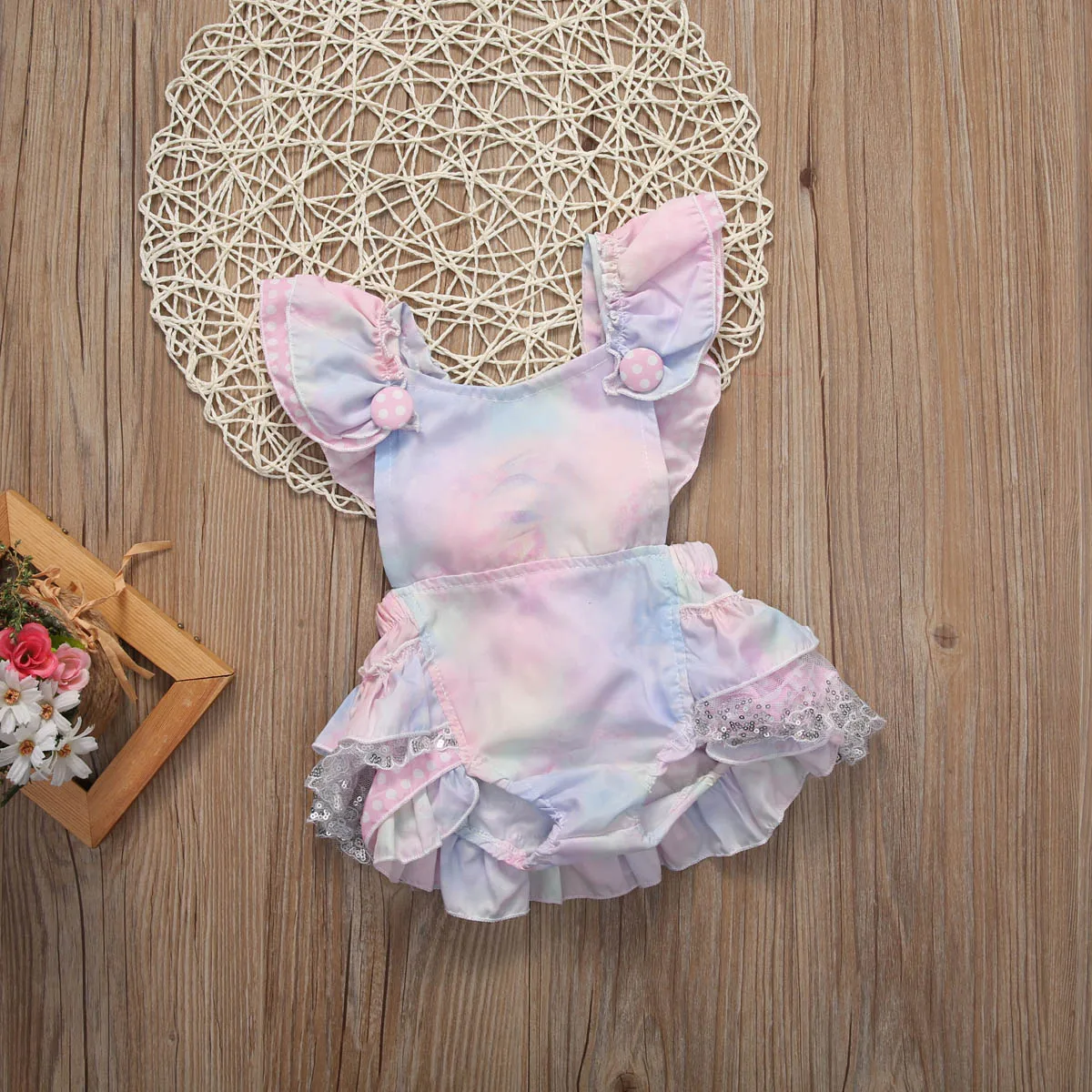Детский кружевной комбинезон с оборками на возраст 0 24 месяца|baby rompers|floral baby