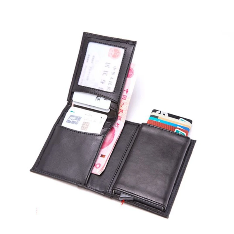 Автоматический держатель для кредитных карт алюминиевый кошелек с блокировкой