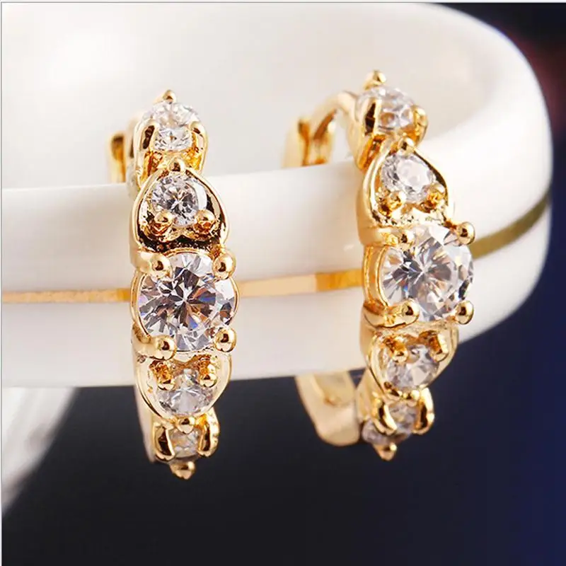 2015 новинка золото плакировкой / платины очаровательная циркон серьги заявление