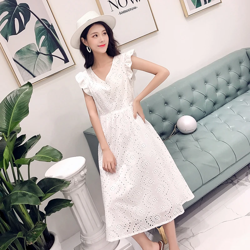 YiLin Kay 2020 высококачественное вышитое белое вечернее платье с V образным вырезом и