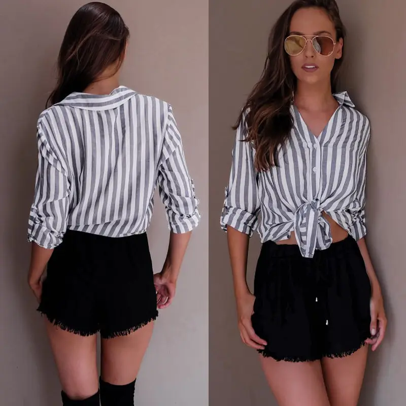 Новинка 2017 модные женские повседневные свободные топы рубашка с длинным рукавом