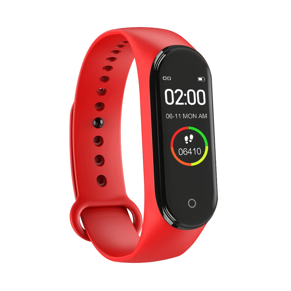 Red M4 умный Bluetooth браслет для звонков на запястье пульс/давление/монитор сердечного ритма/Шагомер Спорт ip67 Водонепроницаемый M3 фитнес - Цвет: Red