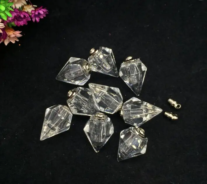 

300pcs/lot Wholesale clear diy Rice Art Rhinestone Vial pendants, perfume Essential oil pendant, crystal vials pendant jewelry