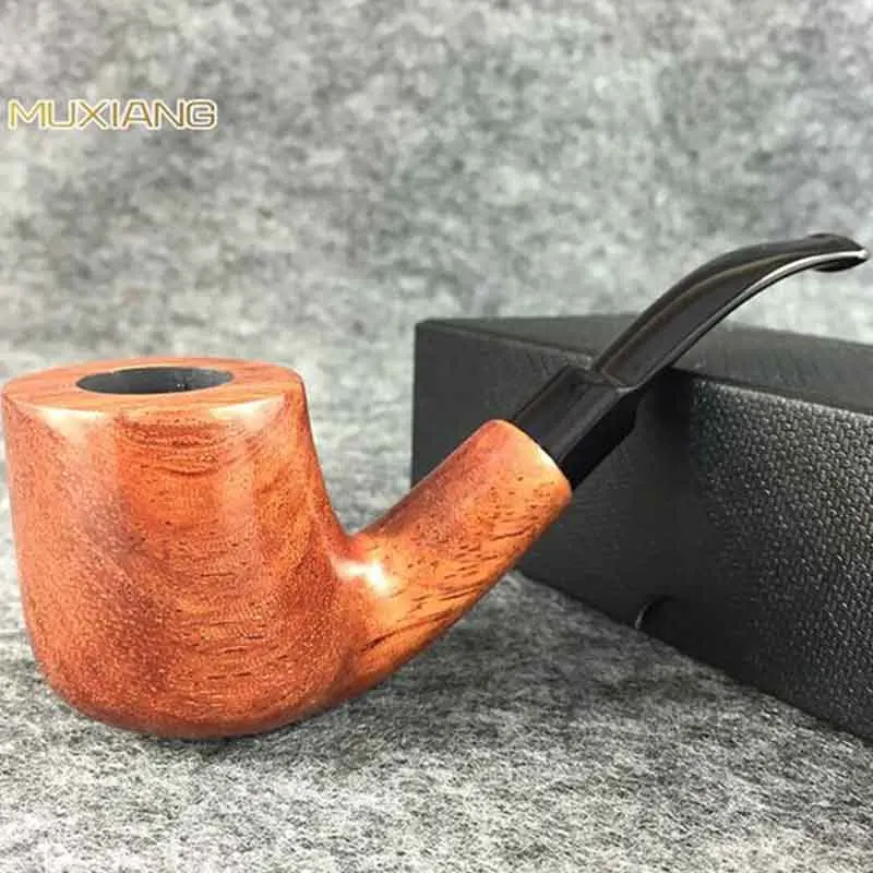 

MUXIANG kevazingo wood Handmade 9mm Filter Bent Timber Smoking Tobacco Saddle Mouthpiece Men Classic Wooden Pipes gift ad0029