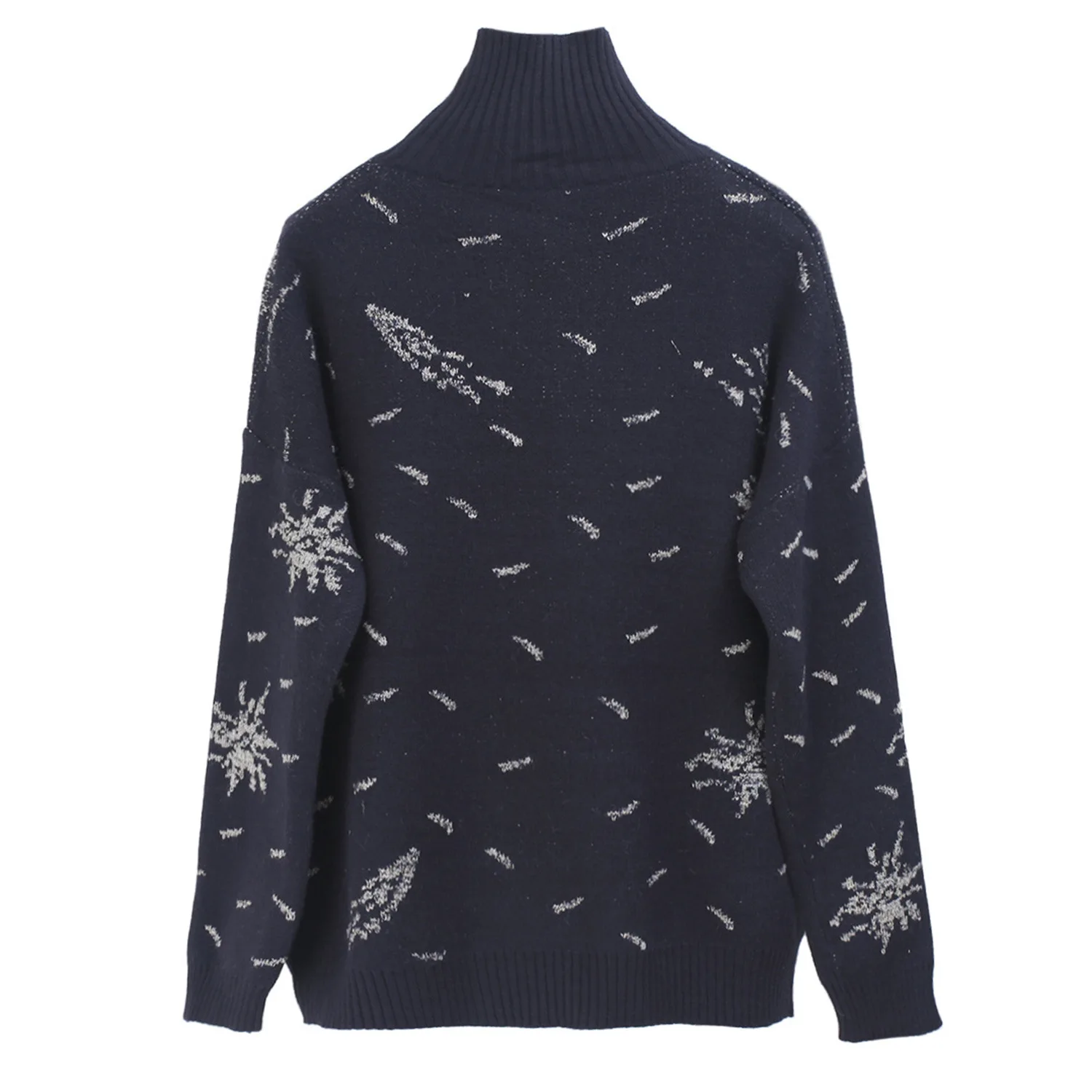 Turtleneck Sweater Women 2022 Winter Thick Runway Design Galaxy Moon Oversized Casual Pullover Knit Jumper C-122 | Женская одежда