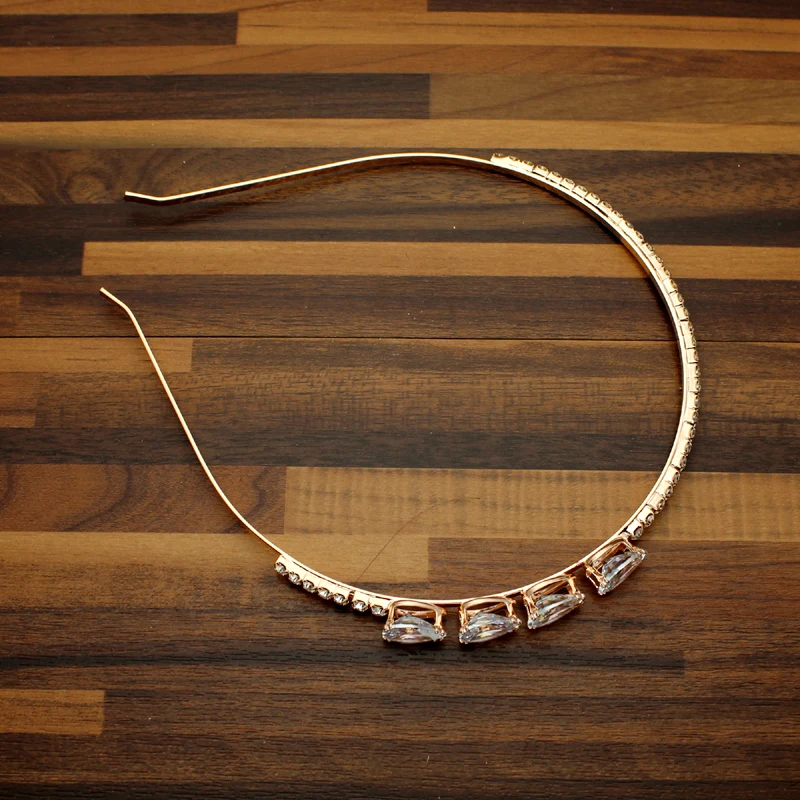 Bling Luxury Girls Women Korean Fashion Hair Accessories Sparkly Round CZ Rose Gold Headband Zircon Crystal Hairband For Wedding | Украшения