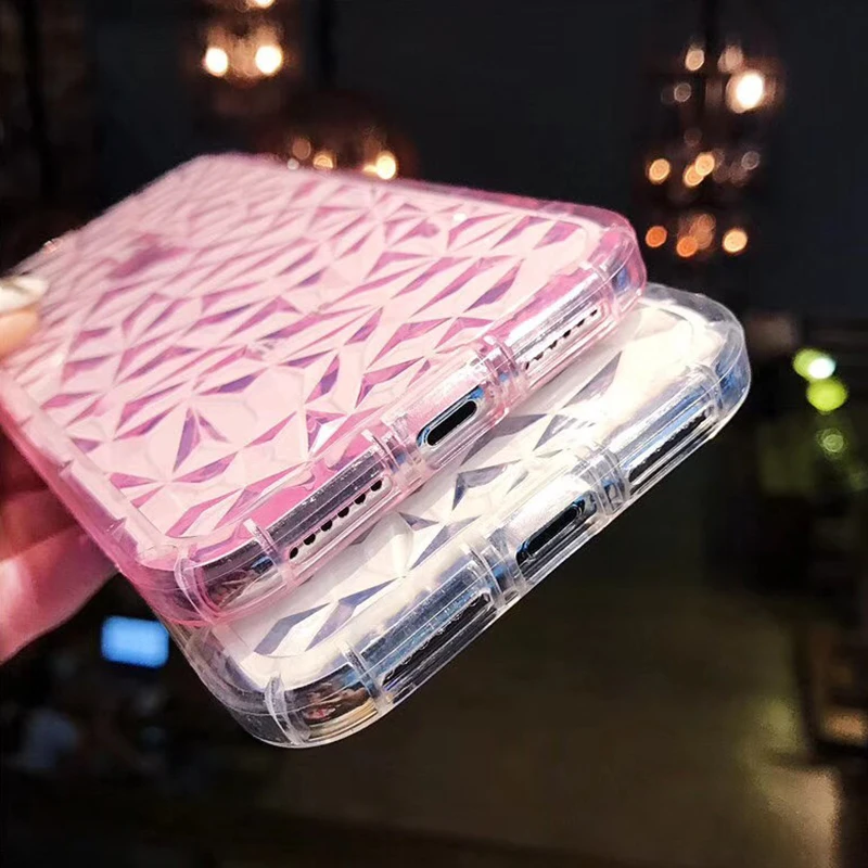 Роскошный противоударный чехол с алмазной текстурой для IPhone X XR XS MAX прозрачный