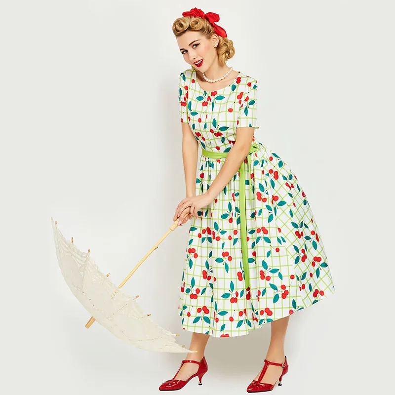 Горячая 1950 S Винтаж женское платье белый роскошный о Средства ухода за кожей Шеи