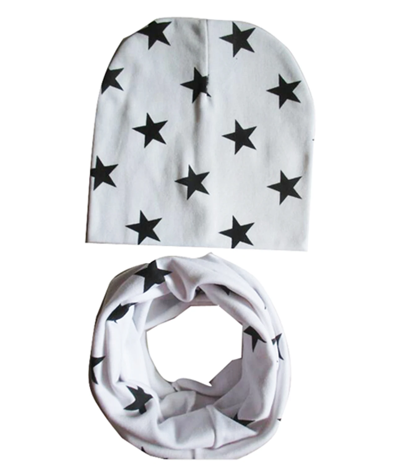 Winter Autumn Crochet Baby Hat 1 Set Girl Boy Cap Cotton Scarf Beanie Star Infant Knitted Toddlers Children | Детская одежда и