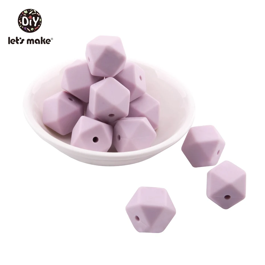 2 Let'S Make 20Pc 14Mm Hexagon Silicone Teether Beads Baby Tiny Rod Multifaced Baby Teething Toy Beaded Silicon Baby Teether Toy - Цвет: 2