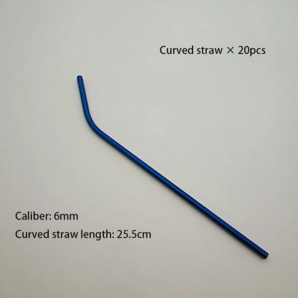 Blue Curved Горячая 20 шт многоразовая длинная металлическая соломинка высокого качества 304 из нержавеющей стали питьевой тюбик для очищающего средства щетка sorbete de acero неизбежная - Цвет: Blue Curved