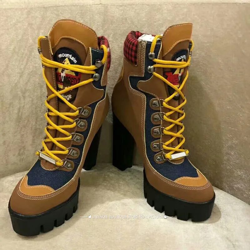 Зимние женские мотоциклетные сапоги на платформе и высоком каблуке 12 см; Botas Mujer; лоскутные шерстяные зимние сапоги с бахромой; ботильоны для женщин