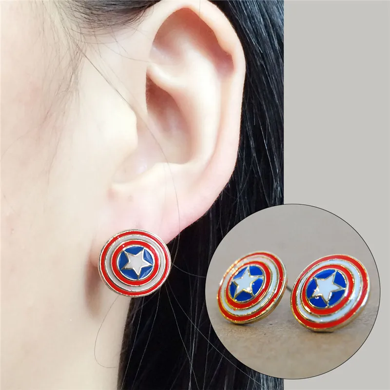 Серьги пусеты в стиле аниме Маленький уродливый Харли Куин Пикачу Pokemon Captain America