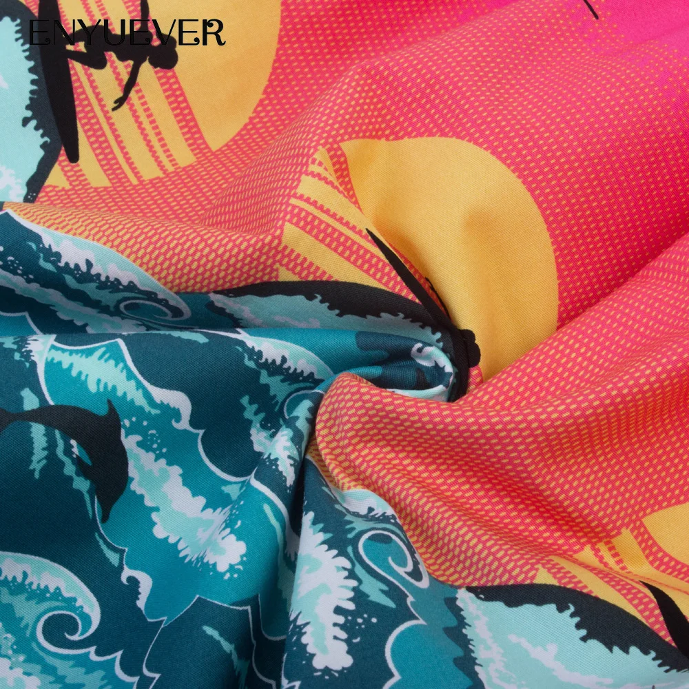 Enyuever Women Vintage Dresses 50s 60s Print Short Sleeve Swing Pin Up Tunic Vestido Casual Robe Rockabilly Dress Autumn Party | Женская
