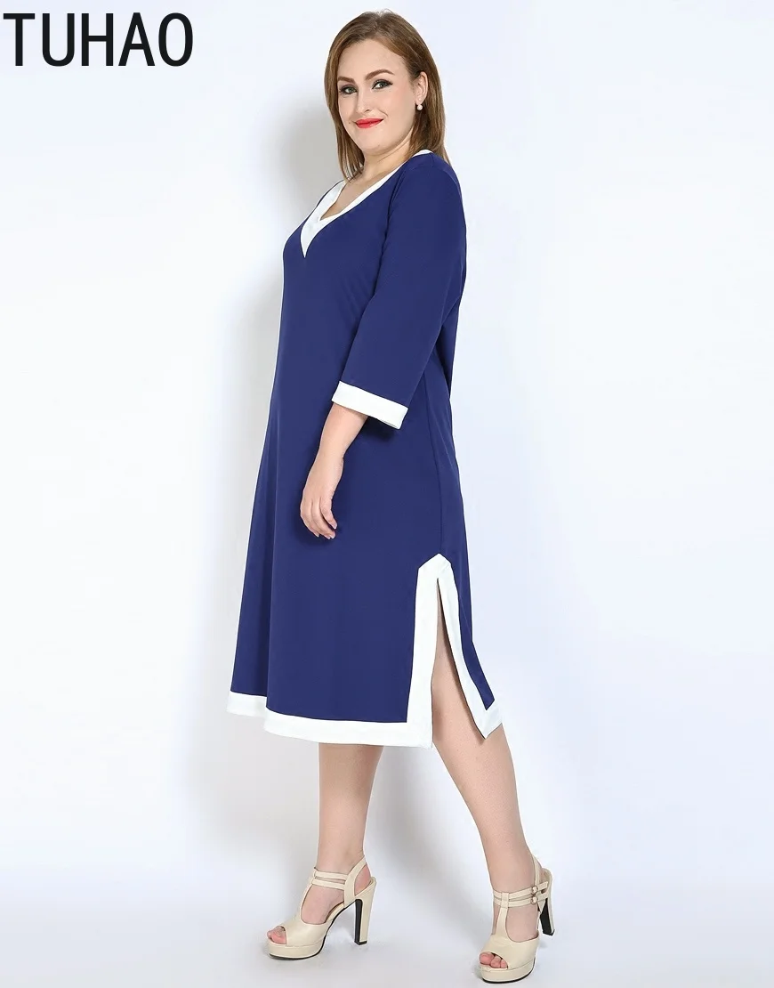TUHAO, женское платье, большие размеры, 7XL, 6XL, 5XL, высокое качество, элегантное, офисное, женское платье, повседневное, OL, с разрезом, платья, весна-лето, вечерние, Vestidos RL