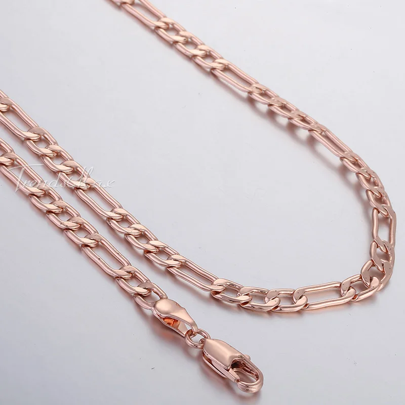 4 5 мм женские мужские Цепочки и ожерелья цепь 585 Rose Gold Filled Figaro Link Модные украшения