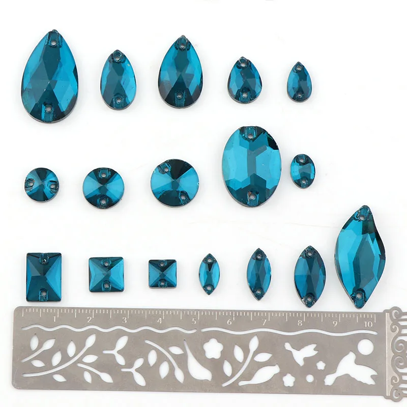 36 шт. Синий Циркон Смешанная Форма смешанный размер пришить на Стразы Flatback