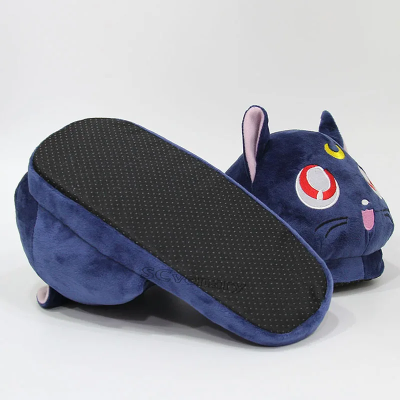 Плюшевые тапочки с рисунком SailorMoon Luna Сейлор Мун зимние домашние плюшевые Тапочки