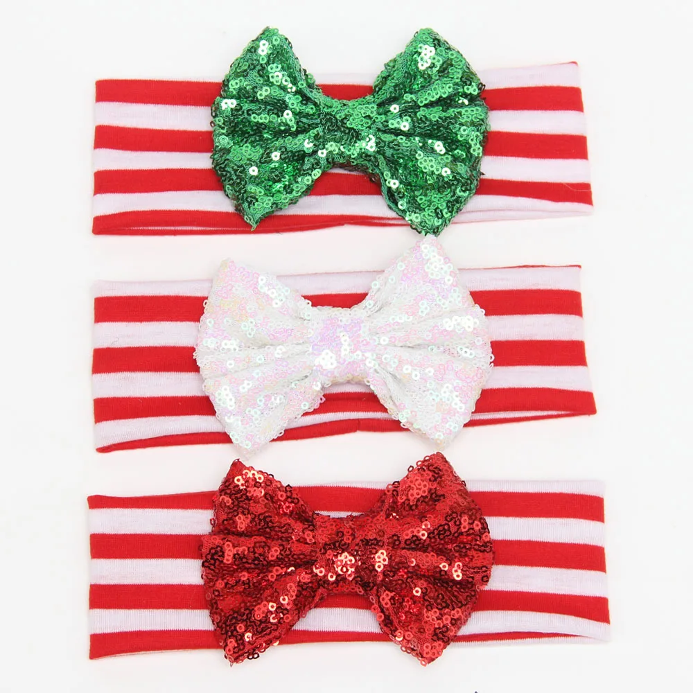 2016 Рождественская повязка на голову для маленьких девочек в красную и белую