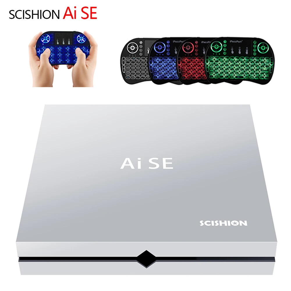 Scishion Ai SE игровой ящик Интеллектуальный мультимедийный проигрыватель Android7.1 RK3399 4GB 64gb 2,4G 5G WiFi Поддержка 4K 100Mbps LAN USB3.0 tv Box
