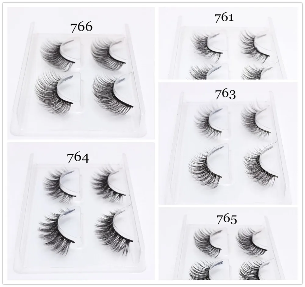 

2 Pairs 3D Faux Mink False Eyelashes Women Handmade False Eyelashe Volume Long Natural Eyelash Extensions Make Up Tools Hot Sale