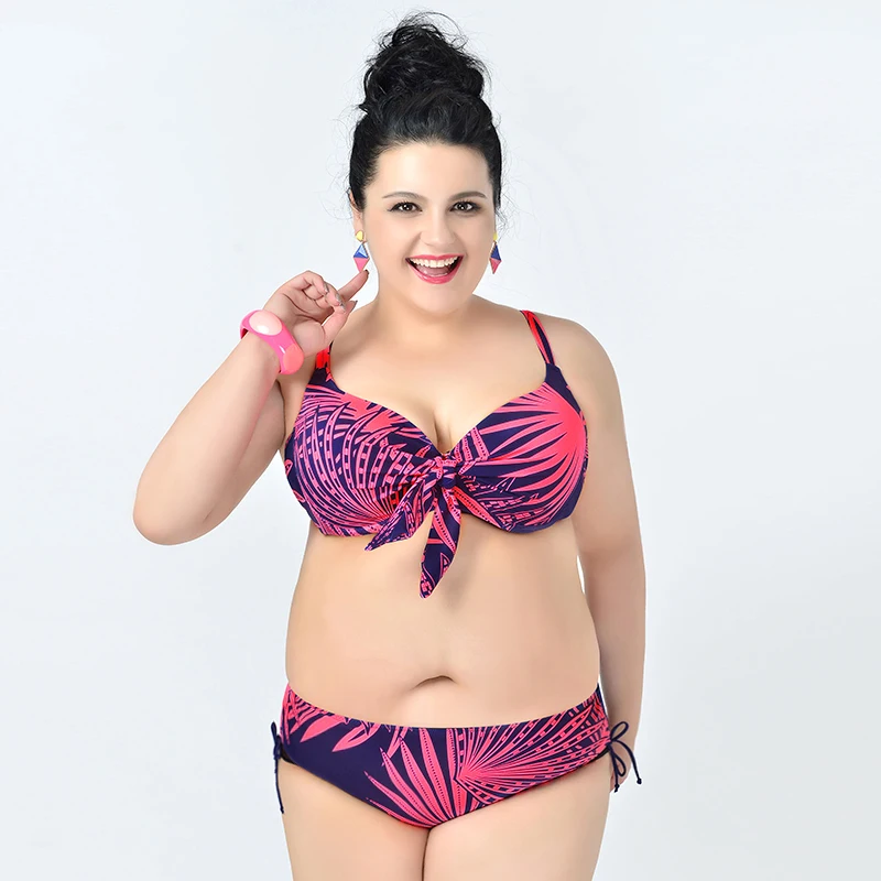 Lovey Village 2016 Women Plus Size Swimwear Bathing Suit Push Up Bikini Set Print Swimsuit Beach |