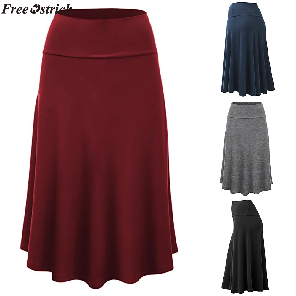 Женская длинная юбка FREE OSTRICH faldas mujer moda однотонная плиссированная размера плюс с