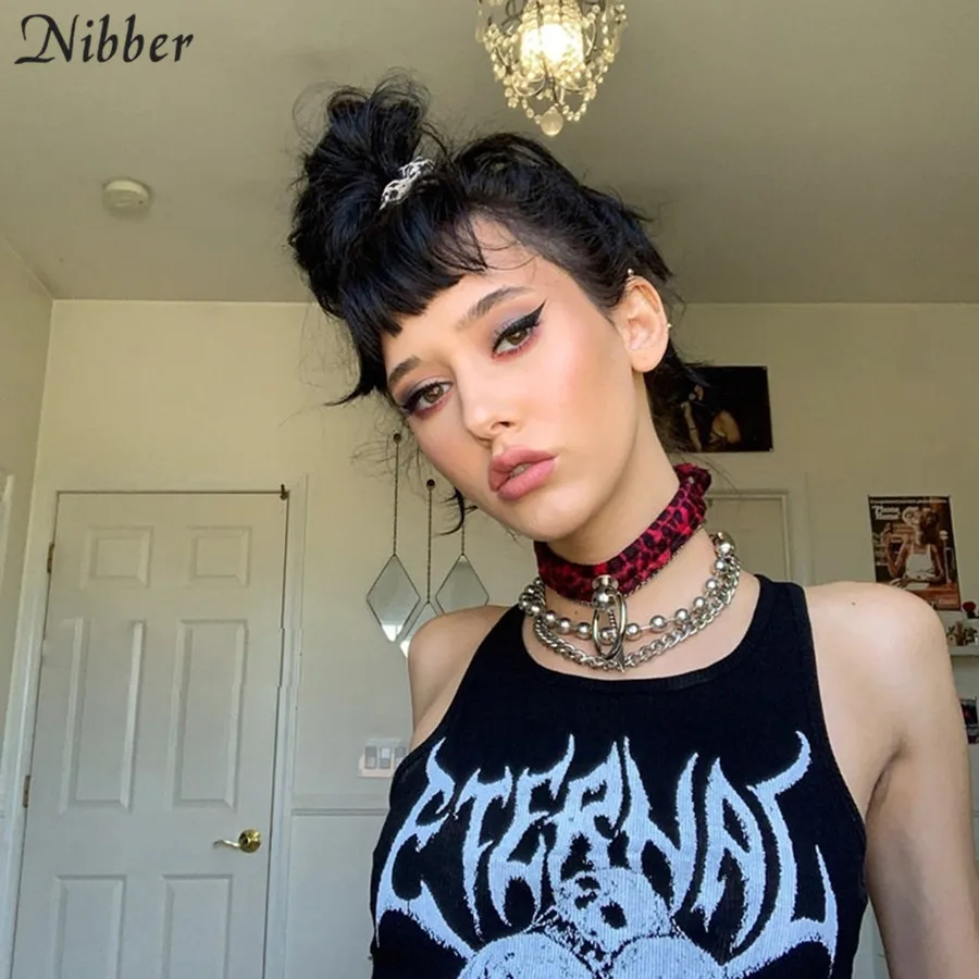 Nibber2019summer на молнии с надписями Базовые Трикотажные укороченные топы женские черные бретели уличной моды случайные футболки без рукавов рубашка, майка, топы