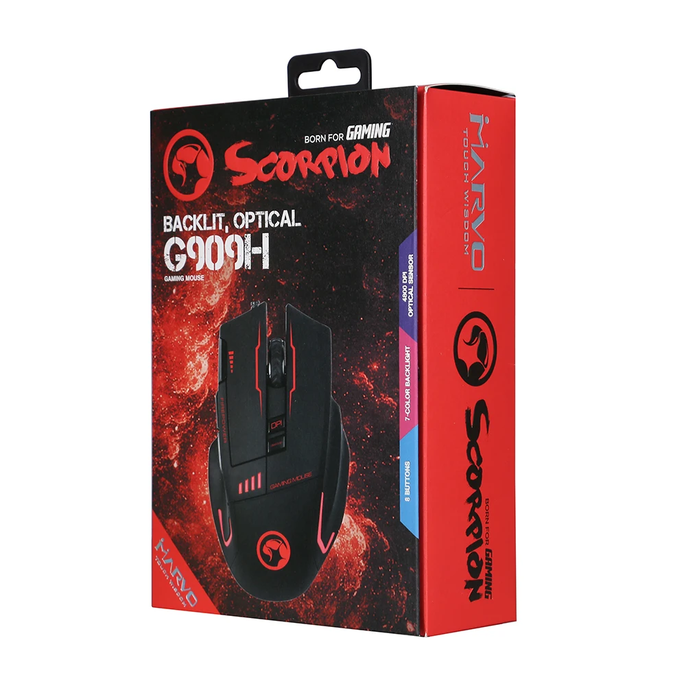 Игровая мышь MARVO G909H 8 кнопочный светодиодный светильник проводная регулируемые