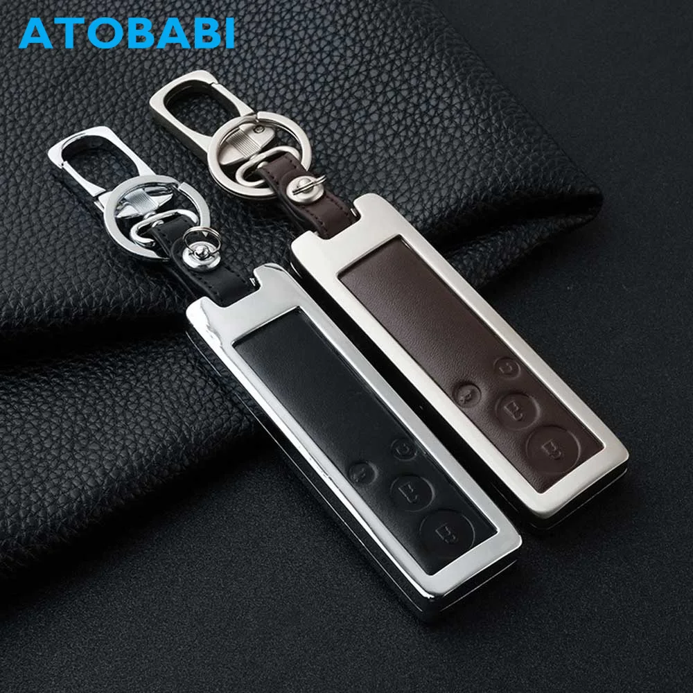 ATOBABI цинковый сплав + кожаный чехол для ключей автомобиля дистанционного брелока