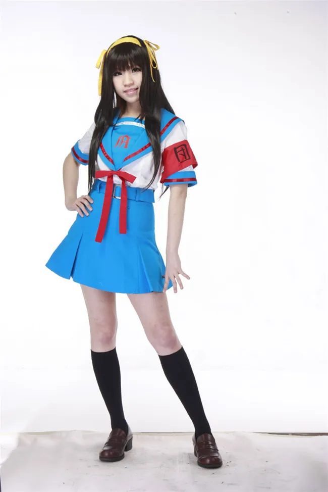 Костюм для Хэллоуина косплея школьной формы летнего сезона Судзумии Харухи улучшенной версии.