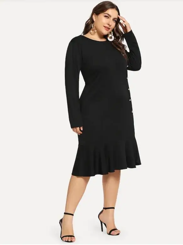 Новое женское сексуальное однотонное платье с длинными рукавами больших