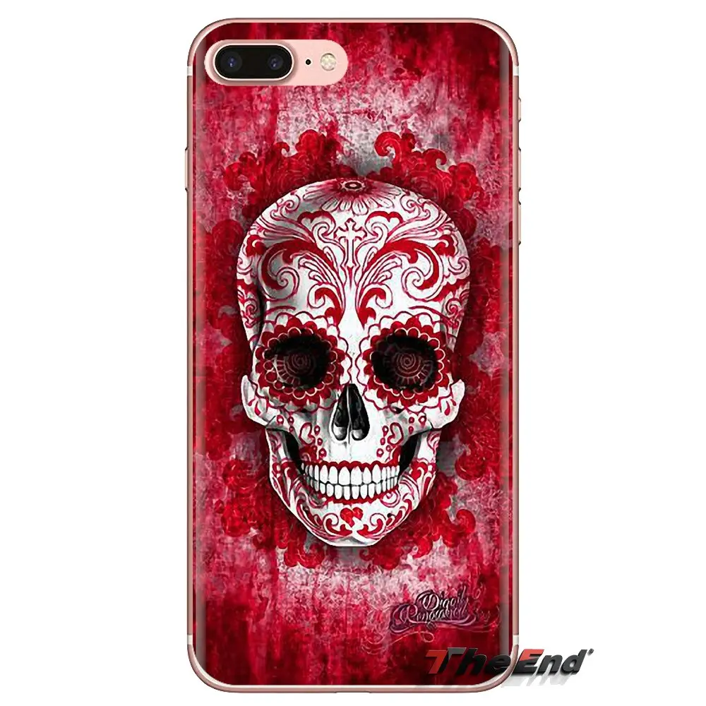 Силиконовый чехол для телефона Huawei Mate Honor 4C 5C 5X 6X 7 7A 7C 8 9 10 8C 8X 20 Lite Pro Sugar Skull Flower Tattooed