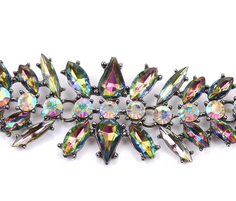 Черное многоцветное широкое Колье чокер неоготическое панк колье с кристаллами