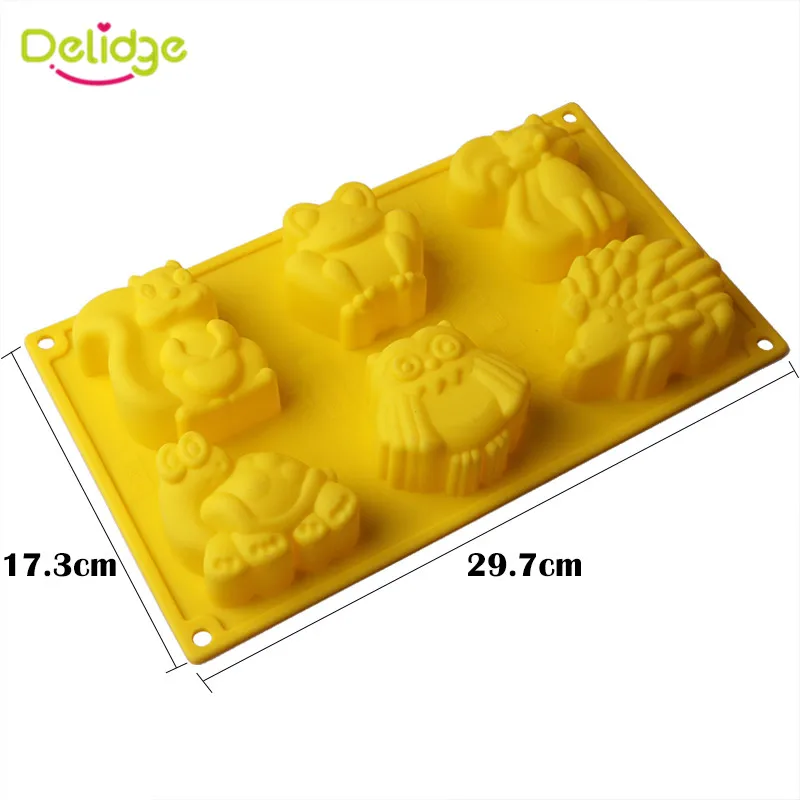 1 шт. силиконовая форма для торта с 6 отверстиями в виде мультяшных животных 3D