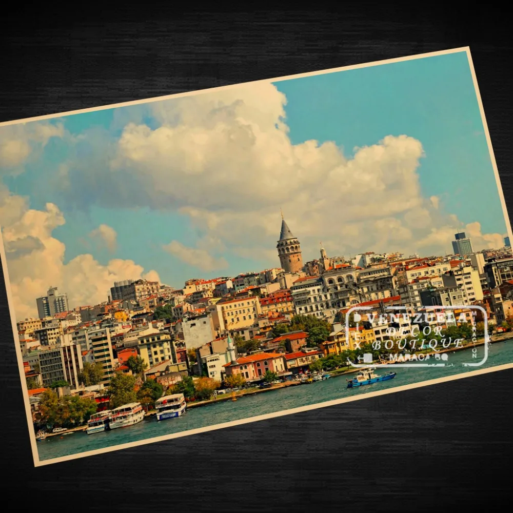 Стамбул морской порт Маяк Турция пейзаж Искусство Винтаж Ретро Холст рамка