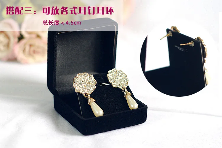 Шкатулка для ювелирных украшений черный бархатный Подарочный органайзер