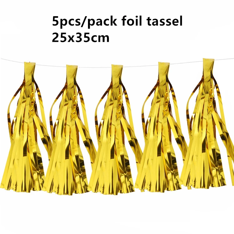 gold tassel 5 шт. 1 м металлический шар фольга занавеска мишура бахрома кисточка День рождения свадебное украшение Фотофон "сделай сам" занавеска реквизит для фотосессии - Цвет: gold tassel