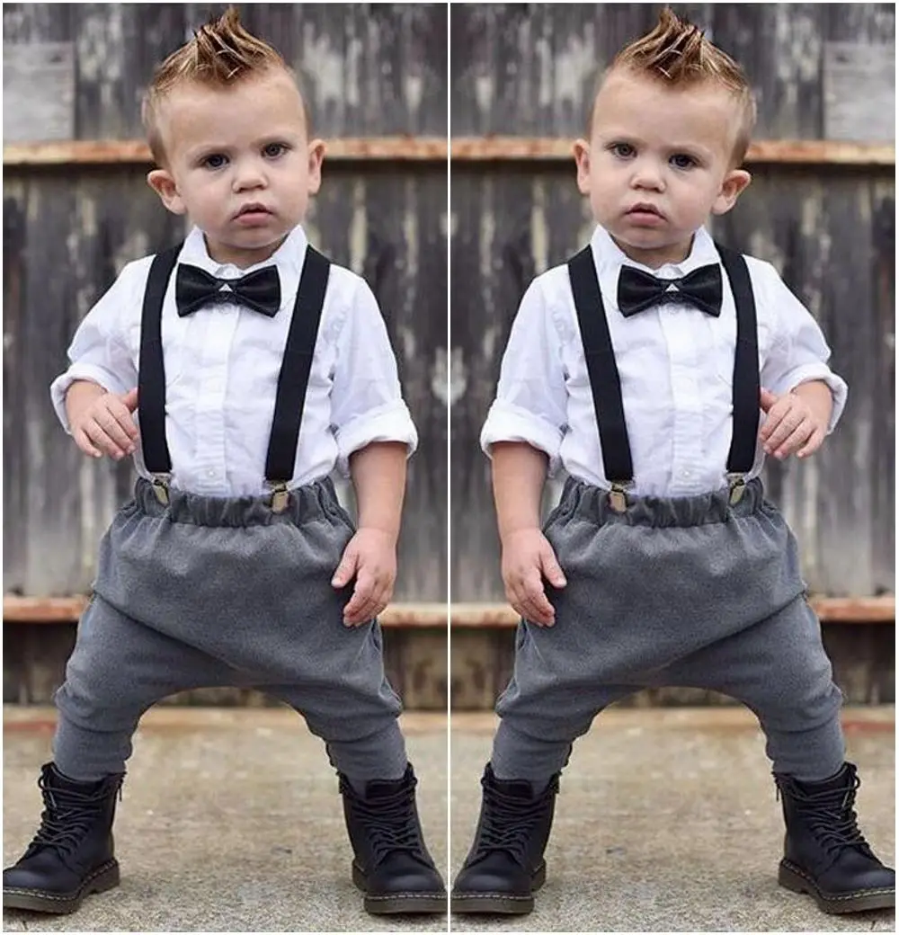 Хлопковая рубашка и длинные штаны для маленьких мальчиков 2 шт. |