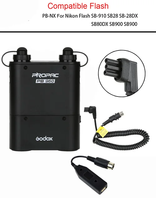 Godox PB960 комплект черная вспышка Speedlite аккумулятор 4500 мАч+ PB-USB кабель для Nikon canon Yongnuo Godox sony Flash Speedlite - Цвет: PB960 and NX PB-USB