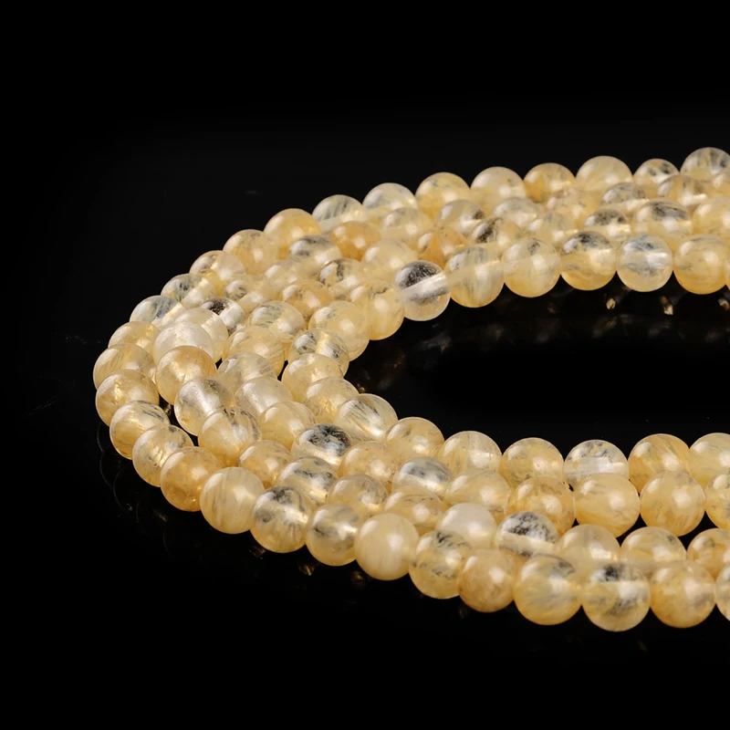 Высокое качество натуральный камень желтый арбуз круглые свободные шарики 15