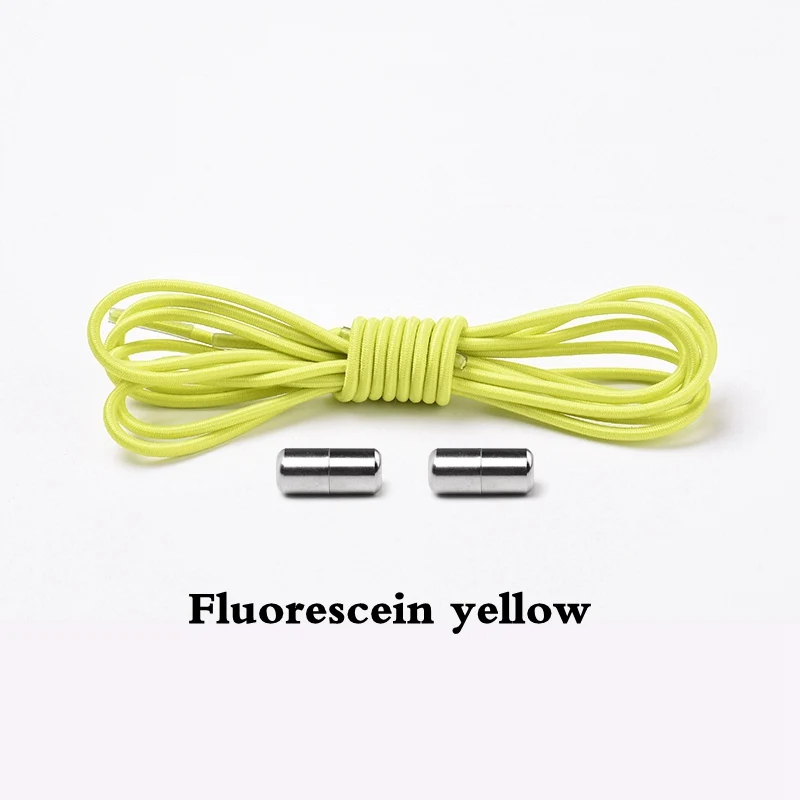 Fluorescent yellow 1 пара Упругие фиксирующие шнурки круглые шнурки без завязок шнурки для обуви для детей и взрослых шнурки для кроссовок быстрая ленивая обувь шнурки для шнурков 25 цветов - Цвет: Fluorescent yellow