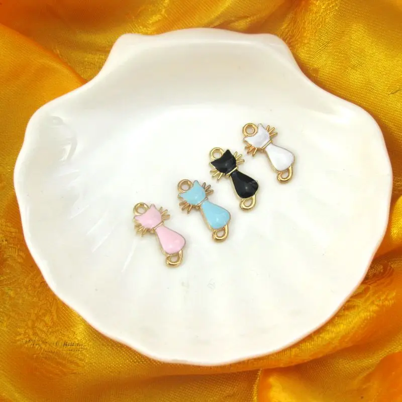 Корень 10 шт. кошка животные шармы эмали браслет &quotсделай сам&quot волос ожерелье