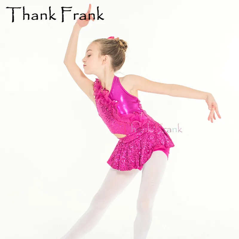 Rose Red Sequin Ballet Costume For Kids Adult Girls Women Backless Sexy Practice Dance Dress Shiny Professional Stage Wear C469 |