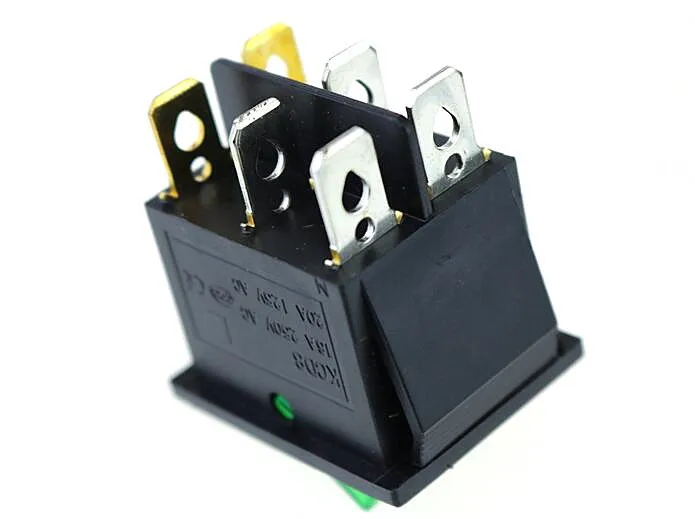 KCD8 двойной кулисный переключатель 6 Pin ВКЛ ВЫКЛ с зелеными красными светильник 20A