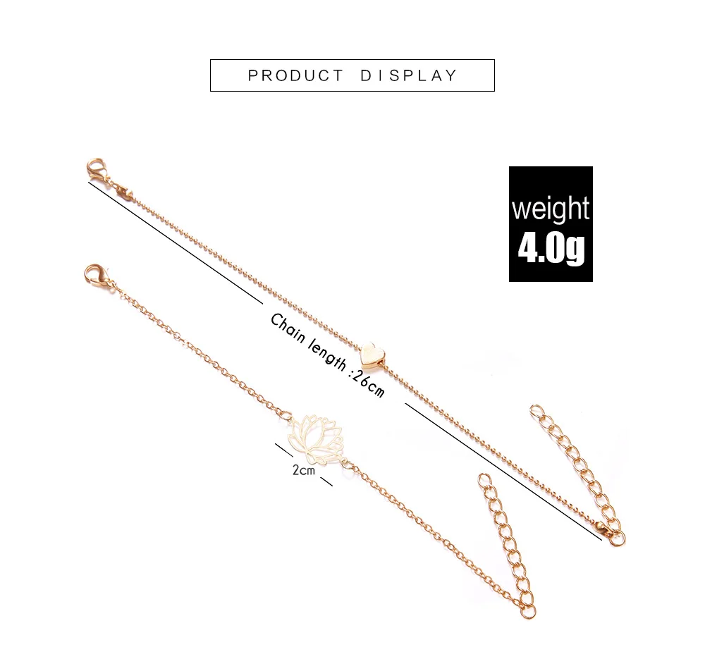 

New Simple Hollow Lotus Flower Bracelets Bangles for Women Love Heart Gold Silver Chain Bracelet Femme 2019