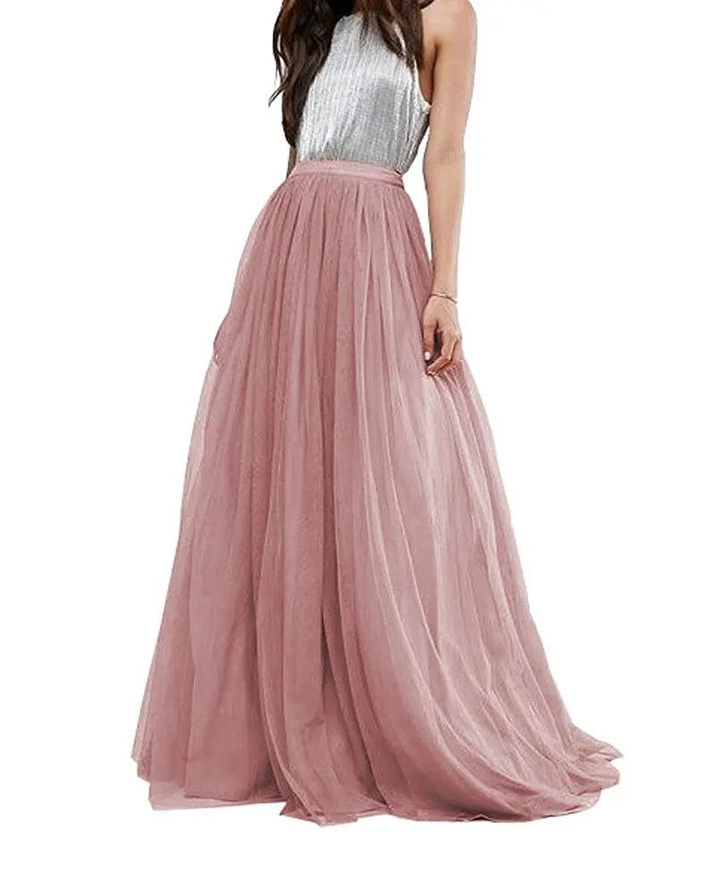 

2020 Women Long Tutu Tulle Sirts Wedding Petticoat Underskirt Crinoline Skirts for Prom Bridesmaid Party Free Shipping